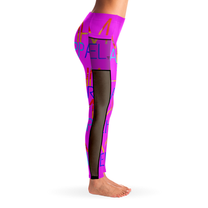 MHM Apparel Pink Rock Star Mesh Pocket Legging